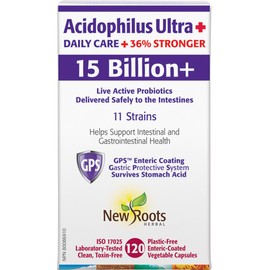 New Roots Acidophilus Ultra+ Daily Care 15 billion+, 11 Strains, 36% Stronger, 120 Capsules