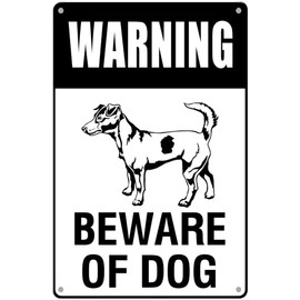 Vintage Tin Sign Warning Beware Of Dog Jack Russell Terrier Warning Aluminum Sign For Home Coffee Bar Wall Decor Metal Aluminum Tin Sign Uv Protected And Weatherproof 8X12Inch