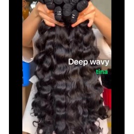 Unprocessed Hair Bundle 100% Human Hair Extension Natural Wavy Raw Human Hair Burmese Curly Indian Curly BabyCurly BouncyCurlycolor: Deep Wavy 1, Stretched Length: 30 inches