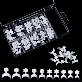 100pcs French Tip Press on Nails Long Coffin Fake Nails White Glossy Glue on Nails with Design Acrylic Nails Tips Glossy Stick on Nails Artificial Nails for Women Girls