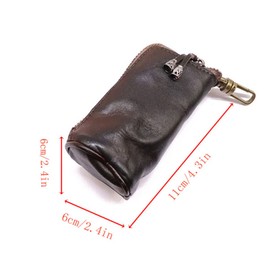 DTSFHTDAL Small Coin Purse, Coin Genuine Leather Mini Coin Wallet Zipper Vintage Leather Coin Bag Car Key Holder Wallet for Men Women (Red)