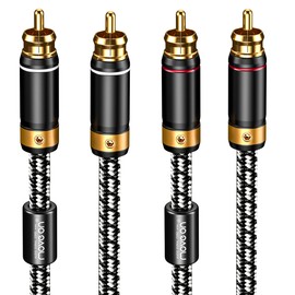 Primeda audiophile RCA cable, 1M/3.2FT 2 RCA male to 2 RCA male, used for stereo subwoofer stereo audio cable with silver plated 4N oxygen free copper core and ferrite core