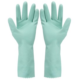 KENID Rubber Gloves, Household Kitchen Gloves, For Laundry, Medium Thick, Waterproof, For Cooking, Gardening Work, Cleaning (Green, S)