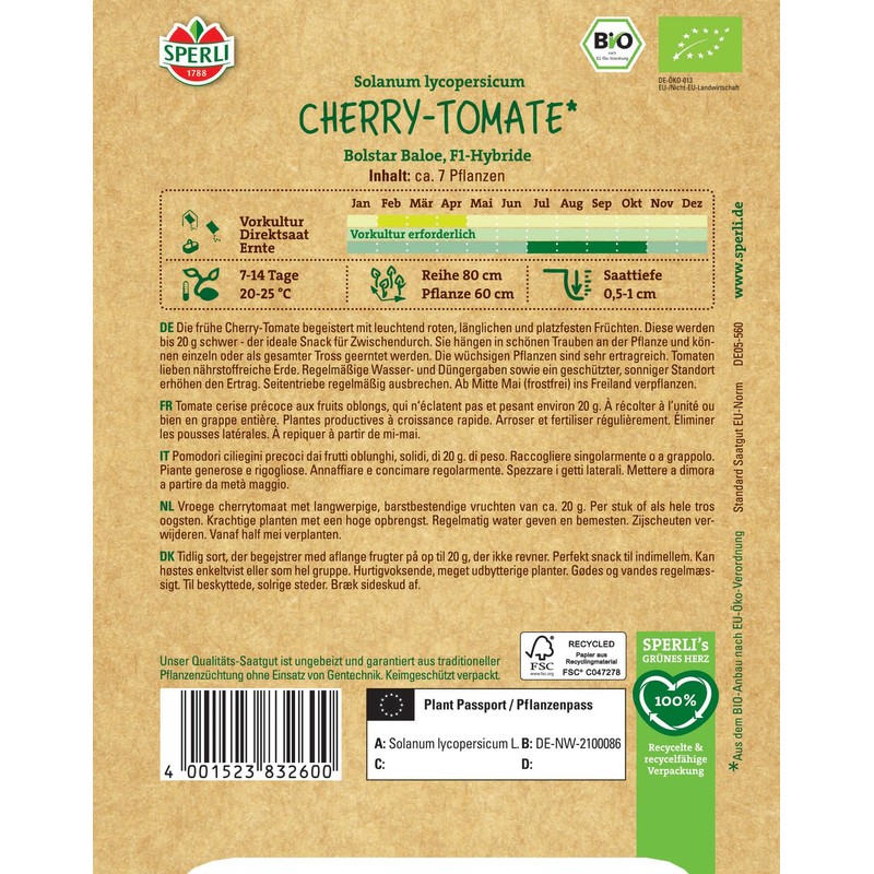Organic cherry tomato F1, early variety impresses with bright red