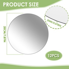 Set of 12 Round Mirror Tray 10 Inch Mirror Centerpieces for Tables Circle Mirror Candle Plate Self Adhesive Mirror Stickers Non Glass Mirror Tiles for Table Centerpieces, Wedding, Christmas Decoration