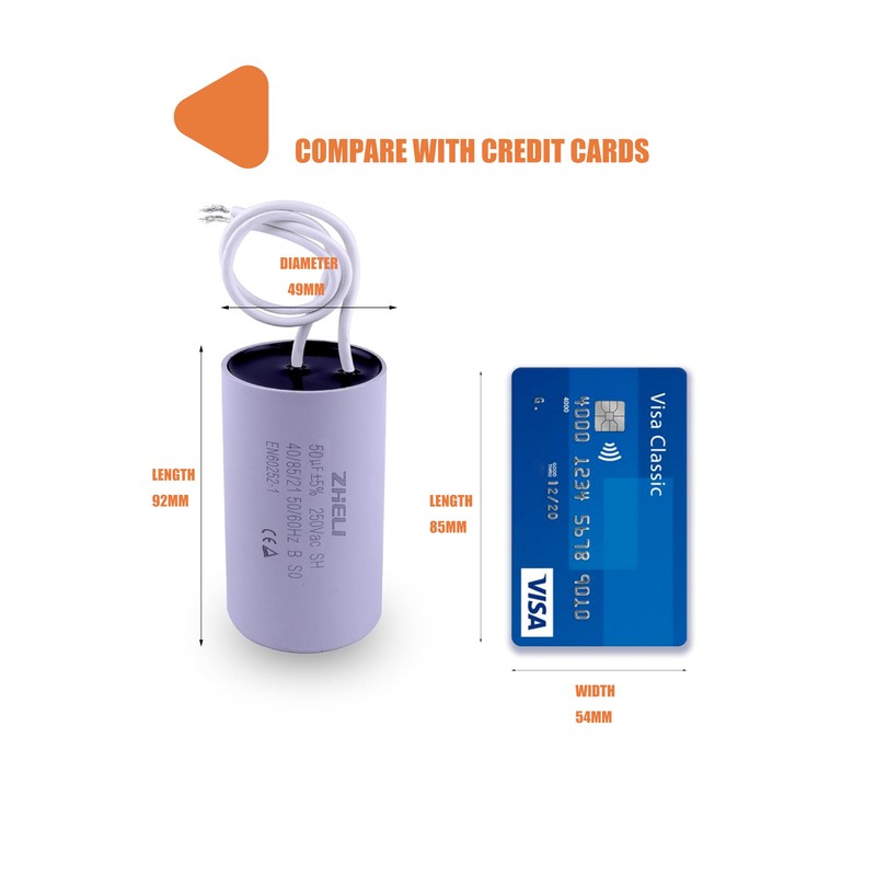 CBB60 50uf ±5% Motor Run Capacitor MFD 110/125/250VAC 50/60hz Cylindrical