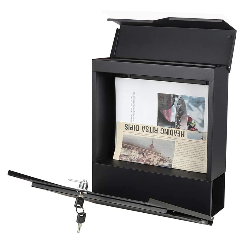 Parrency Metal Mailbox Wall Mount, Locking Mailbox with Key Lock,