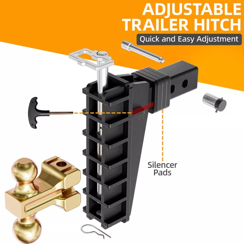 GWT Adjustable Trailer Hitch fits 2" Receiver 8" Drop Towing