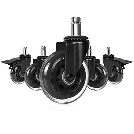 Hirate 3" Chair Casters Heavy Duty Lockable Swivel Caster Wheel Replacement Universal Stem 7/16" x 7/8" for Home Office Gaming Chairs (Pack of 5, 2 with Dual Brake & 3 Without)