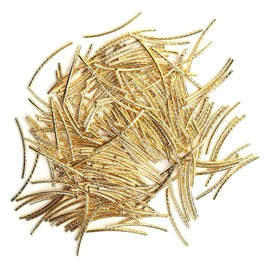 200 Piezas Chapado en Oro Largo Curvo Tubo de Fideos Espaciador de Cuentas de Barra de Esterlina Cuentas de Columna de Fideos Curvados para Suministros de Pulseras (oro)