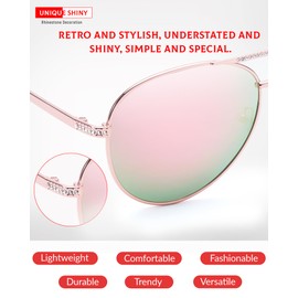SODQW Polarised Women's Sunglasses Pilot with Rhinestone Decoration - Trendy Fashion UV400 Protection Glasses for Driving