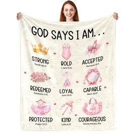CIUGOIG Christian Gifts for Girls/Women, God Says I Am Dancer Blanket 50"x60", Inspirational Religious Birthday Gifts for Dancer Bible Verse Blanket, Ballet Dance Gifts, Christian Dance Gifts