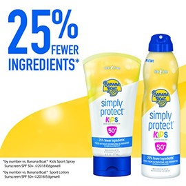 Banana Boat Simply Protect Locin de proteccin solar a base de minerales para nios, SPF 50, sin desgarros, 25 menos ingredientes, 6 onzas              