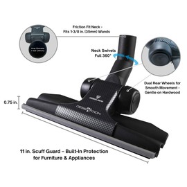 Wessel-Werk RD285 Designation, Ultra-Thin 11 in. Wide Combination Vacuum Floor Attachment for Carpet and Hard Floors, Fits Wet and Dry Vacuum Cleaner