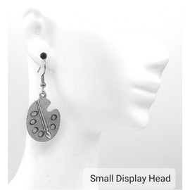 Paint Pallet - 27x18.5x2mm - Tibetan Silver charm dangle earrings. Hypoallergenic Stainless-Steel Fishhook or Silver Plated Ball-Post, or Clip-on Earrings Opt.