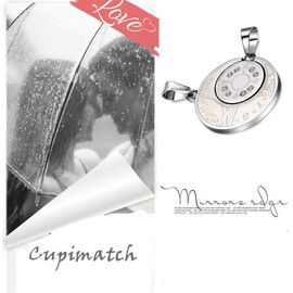 Cupimatch 2-Pieces Men Women Silver Tone Stainless Steel Round Compass Roman Numerals Design Pendant Couple Necklace Christmas Valentine Gift with 18 and 22 Inch Chain
