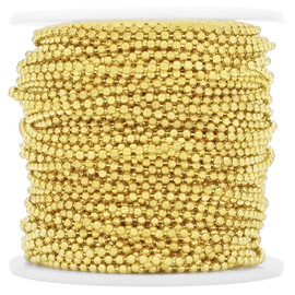 CleverDelights 2.0mm Ball Chain - Gold Color - 100 Feet - Bulk Ball Chain Spool