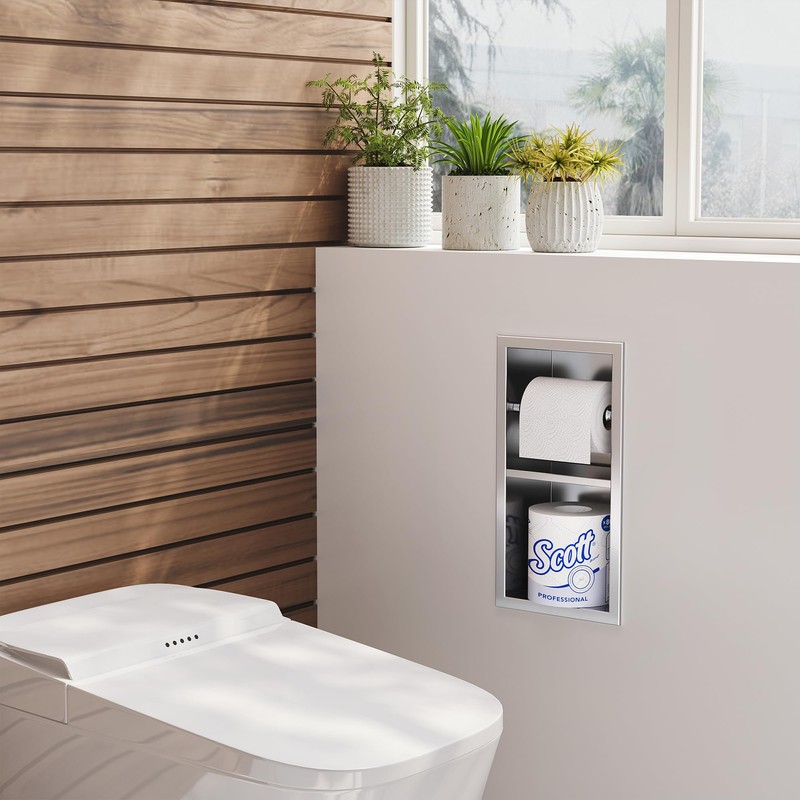 Neodrain Brushed Toilet Paper Holder, Contemporary Hotel Style Pivoting in