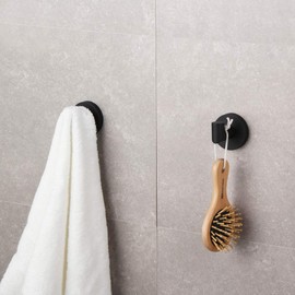 GERZWY Bathroom Coat Hook SUS 304 Stainless Steel Matte Black Single Towel/Robe Clothes Hook for Bath Kitchen Modern Hotel Style Wall Mounted 2 Pack AD-81207-BK