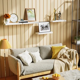 Floating Shelves for Wall, White Engineered Wood Wall Shelf Set of 6, 16" Wall Mounted Floating Shelf for Kitchen, Living Room, Bedroom, Bathroom Storage, Book Shelf Home Decor