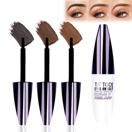 3-Color Qiciy Premium Long-Lasting Easy Peel-Off Tattoo Eyebrow Gel Waterproof Sweatproof All Skin Types , Tinted eyebrowgel, lipliner , Daily Gift:_2# Light Brown_1