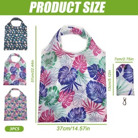 Pack of 3 Printed Shopping Bags, Polyester Shopping Bags, Foldable Shopping Bags, Portable Handbags, Storage Bags with Large Capacity
