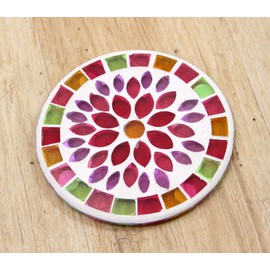 Forkart CNJYK5 Cute Handmade Glass Moissanite Coaster, Flower, Pink