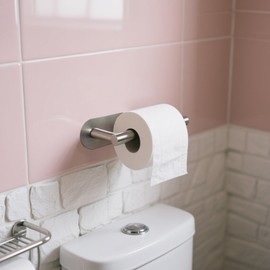BlingKingdom Self Adhesive Toilet Roll Holder Wall Mounted, Tissue Handle Stainless Steel Rustproof Toilet Paper Holder for Bathroom, Kitchen, No Drilling (Silver)