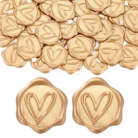 Yoption Heart Wax Seal Stickers, 50 Pack Light Gold Self Adhesive Envelope Seal Stickers for Wedding Party Birthday Christmas
