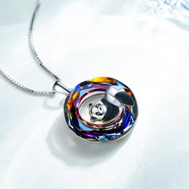 Panda Crystal Necklace 925 Sterling Silver Panda Pendant Hypoallergenic Jewelry Gifts for Women and Girls, Sterling Silver, Crystal