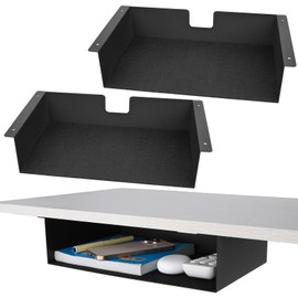 2 Pack Under Desk Shelf - 13 Inch Under Desk Storage Shelf, Metal -Under Desk Organizer - Under Shelf Storage for Office Tables & Workstations