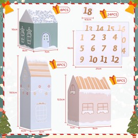 Kesote Advent Calendar for Filling Children's Christmas Calendar Boxes Houses Boxes Christmas Box 24 Gift Boxes Cardboard for Crafts Decoration Girls Boys Christmas Decoration