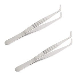 Aoje-Link Stainless Steel Tweezers with Curved Serrated Tip Sewing Machine Electronic Repair Tweezers Pliers Multi-Purpose Tweezers Tool Pliers Silver 2pcs