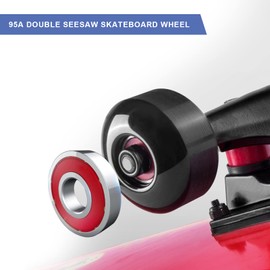 Create idea 4X 95A Skateboard Wheels 52x32mm Black with 8X S608 Skateboard Bearings Anti-Slip Drift Freeline Indoors Outdoors for Grils and Boys