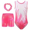 SEAUR Girls' Leotard Gymnastics Shorts Headband Set Kids Gymnastics Jersey