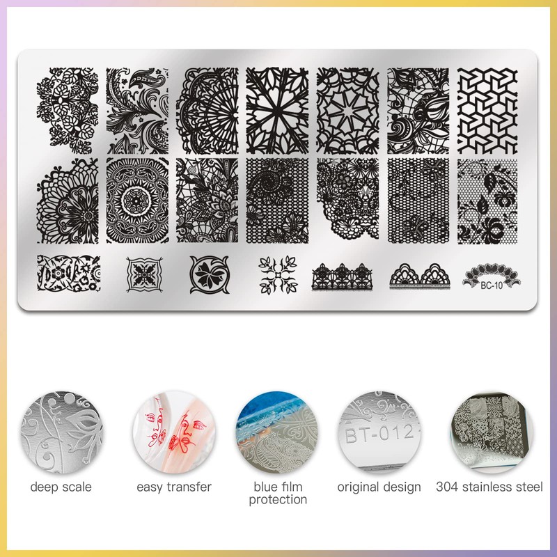 Biutee Nail Image Plate Set of 5 (5 Plate+1 Stamp+1