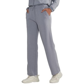 ALONG FIT Women Sweatpants with Pocket,Elastic Waisted Straight Leg Sweat Pant Shockcord Women's Exercise Pants for Casual (US, Alpha, Medium, Regular, Regular, Standard, Rhino Grey)