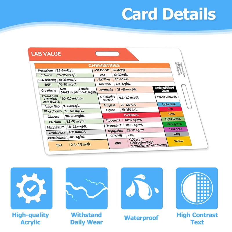 Lab Value Reference Card - Quick Clinical Guide for Nurses,