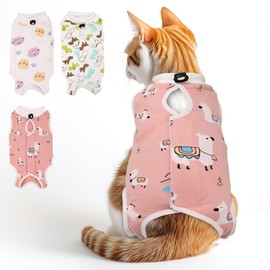 3 PCS Cat Recovery Suit for Spay Abdominal Wounds Female, Cat Onesie for Cats After Surgery, Pet Surgery Recovery Suit Kitten Onesie for Cats Anti Licking