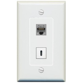 RiteAV 1 Port CAT6 1 USBC Jack Coupler Female-Female Decorative Wall Plate [Gray]