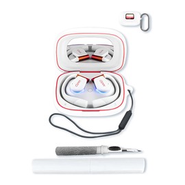 Silicone Case Compatible with Cleer Arc 3(2024) with Keychain,Cleaning Kit and Lanyard, Soft Protective Shockproof Cover Open AI Wireless Earbuds for Cleer Arc 3-White