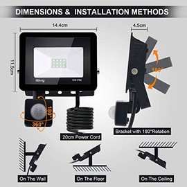 Jefedana 10w LED spotlight motion detector, 1000LM LED spotlight outdoor with motion detector IP66 spotlight LED outdoor spotlight with motion detector warm white? 3000K outdoor spotlight LED floodlight for garage