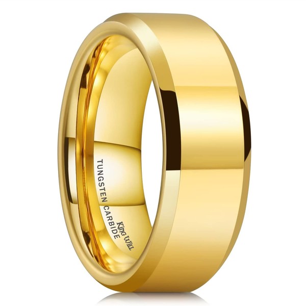 King Will 8mm Gold Men's Tungsten Carbide Rings High Polish