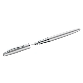 Pelikan Füller Jazz Noble, Silber, für Rechtshänder und Linkshänder, eleganter Metall-Patronenfüller, Feder M, in Faltschachtel, 821735