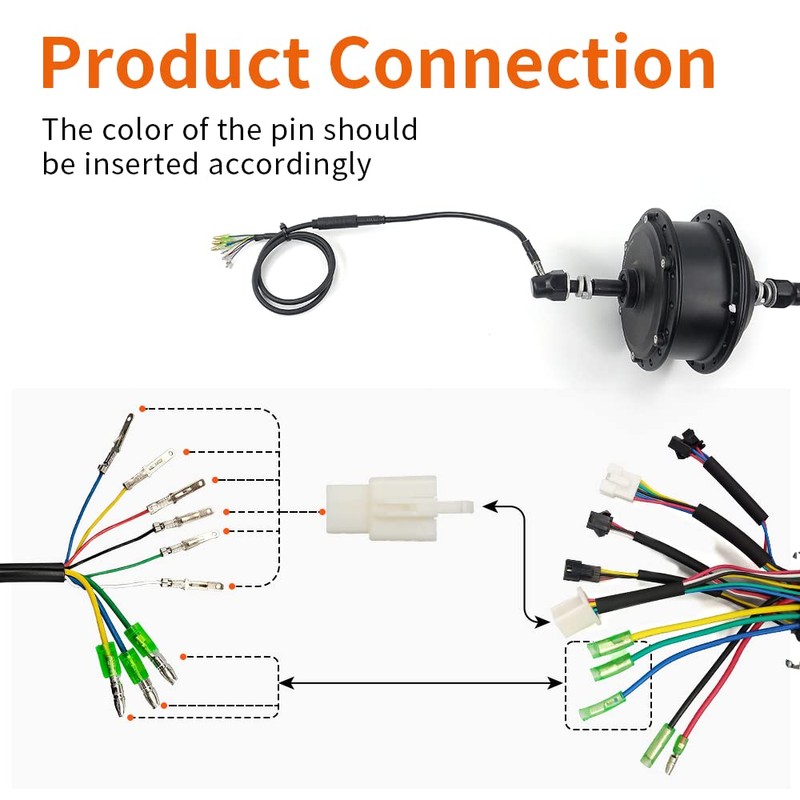 Hub Motor Convert Extension Cable 9 Pin Waterproof Connector 36V