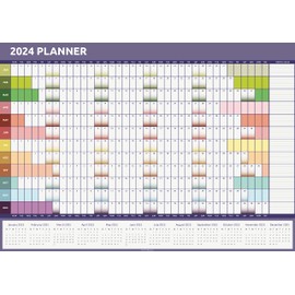 Evelay 2024 Wall Planner Calendar A1 Size (84cm x 59cm) Full Year to view Calendar Home Office Work Full Year (Rainbow)