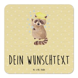 Mr. & Mrs. Panda Personalisierter Bierdeckel Waschbär 25er Set - Personalisierte Geschenke, Tiermotive, Bierdeckel personalisiert, Gastgeschenk