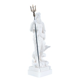 BEAUTIFUL GREEK STATUES Poseidon Greek God of the Sea with Trident Statue Figure Alabaster 7 Inches