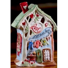Blue Sky Clayworks “Love Lives Here” Tea Light Candle House NEW Auth Retailer