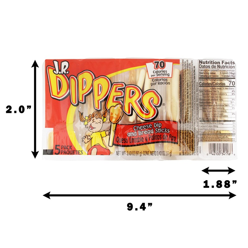 J.R. Dippers Cheese Dip & Bread Sticks Snacks (2 Packs),